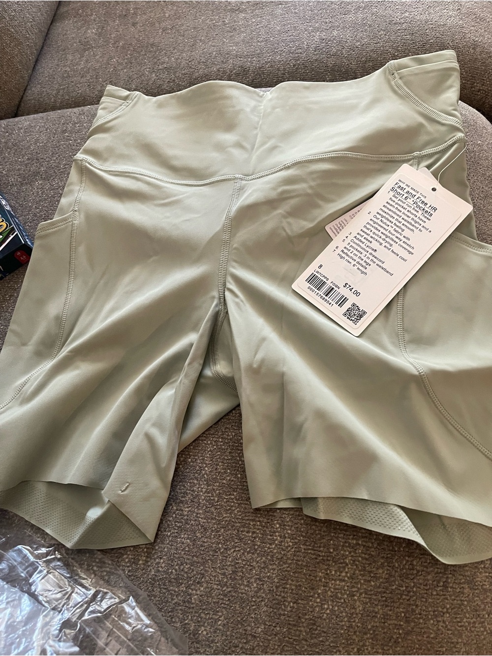 lululemon athletica fast and free HR shorts size 8 fog green